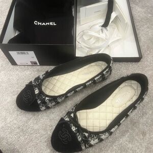 Chanel tweed ballerina flats
